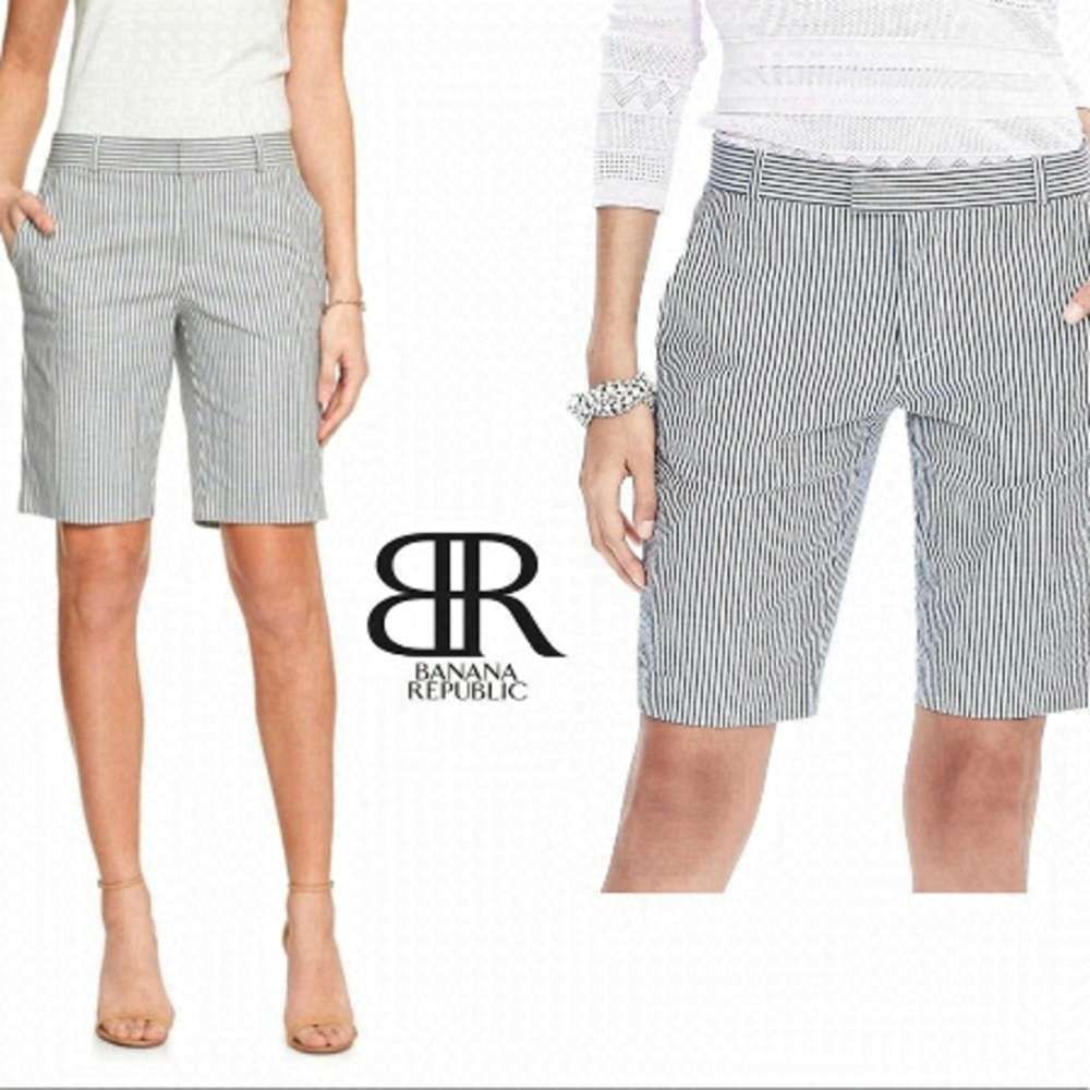 Banana Republic Seersucker Bermuda Short Sz 2 NWOT